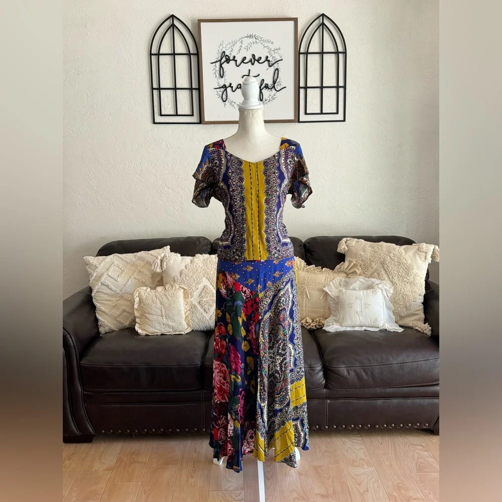Anthropologie Moulinette Soeurs Teresita Scarf Printed 2 Piece SET Skirt & Top